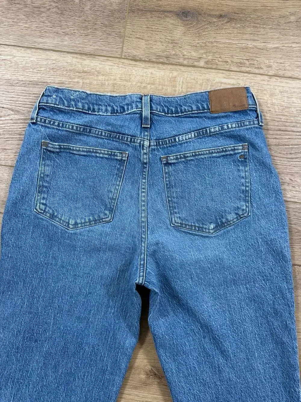 Madewell The Slim Boyjean Jeans Womens 29 Blue Mid Rise Straight Denim Stretch